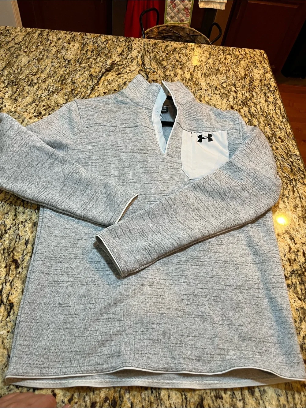 Under Armour Men's Light Gray Heather Quarter-Zip Sweater with Chest Pocket